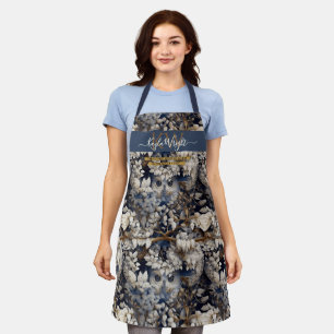 Enchanted forest owl white grey custom Monogram Apron