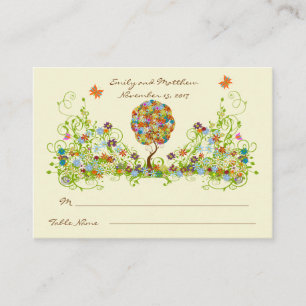 Enchanted Forest Patchwork Floral Fairy Tale Tree Enclosure Card