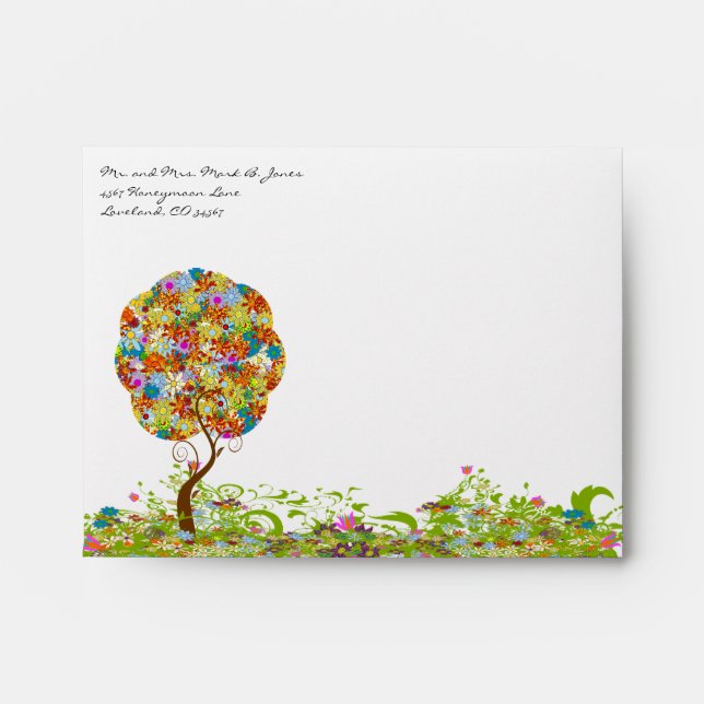 Enchanted Forest Patchwork Floral Fairy Tale Tree Envelopes (Front)