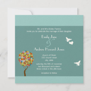 Enchanted Forest Patchwork Floral Fairy Tale Tree Invitation