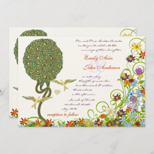 Enchanted Forest Patchwork Floral Fairy Tale Tree Invitation
