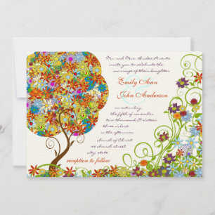 Enchanted Forest Patchwork Floral Fairy Tale Tree Invitation