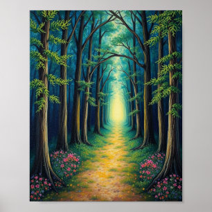 Enchanted Forest Path: A Serene Journey into a Lum Poster