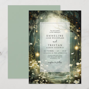 Enchanted Forest Path Of Flowers Green Wedding Invitation