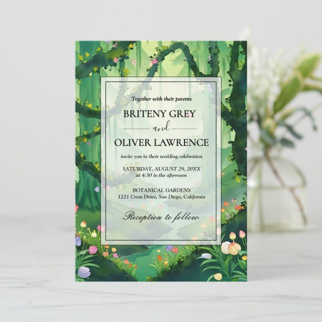 Enchanted Forest Path of Magical flower wedding    Invitation (Standing Front)