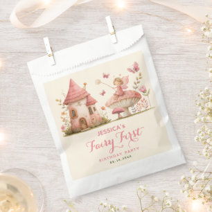Enchanted Forest Pink Fairy First Birthday Party Favour Bag