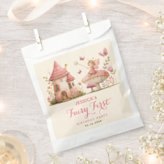 Enchanted Forest Pink Fairy First Birthday Party Favour Bag