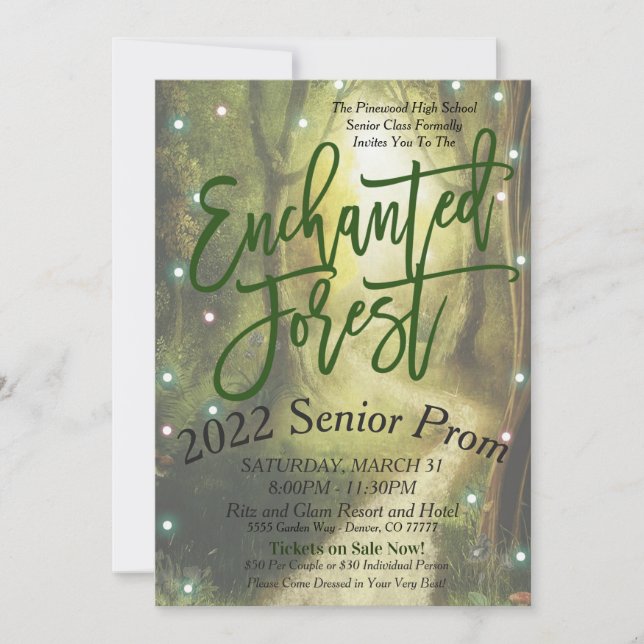 Enchanted Forest Prom Dance Invitation (Front)