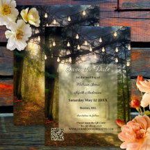 Enchanted Forest QR Code Save the Date Card