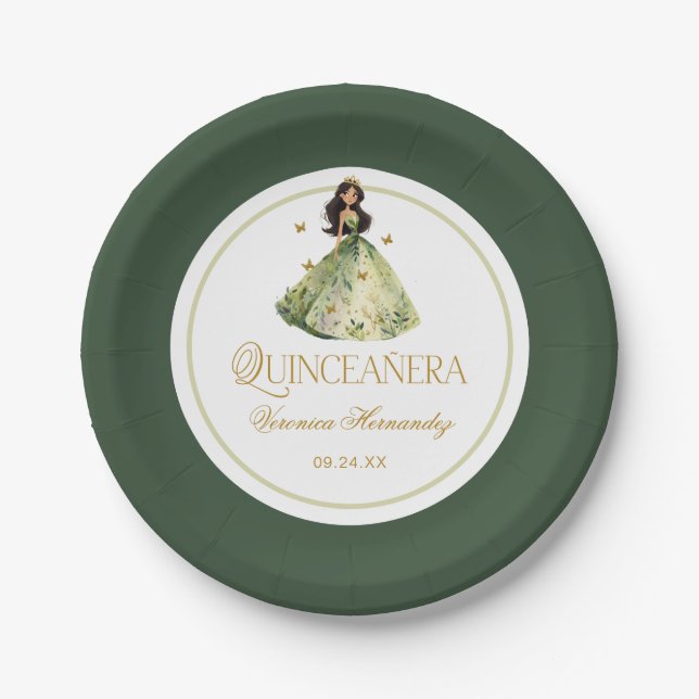 Enchanted Forest Quinceanera Birthday  Paper Plate (Front)