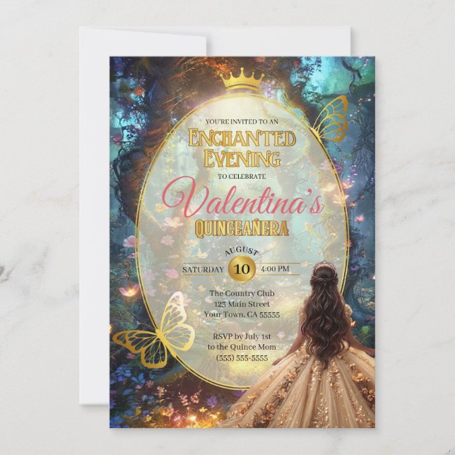Enchanted Forest Quinceañera Invitation (Front)