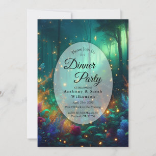 Enchanted Forest Radiant Jewels Home Dinner Party Invitation