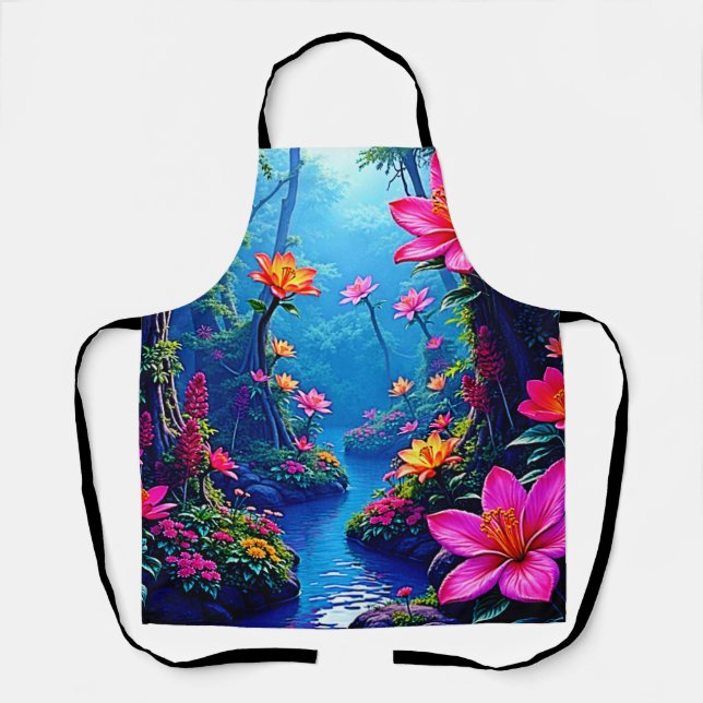 Enchanted Forest River Bloom Art Apron (Front)