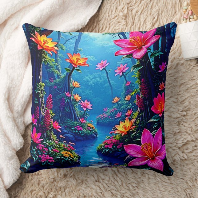 Enchanted Forest River Bloom Art Cushion (Blanket)