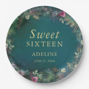 Enchanted Forest Rose Greenery Fairy Woodland Name Paper Plate