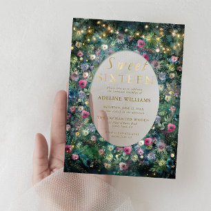 Enchanted Forest Roses Fairy Woodland Sweet 16 Acrylic Invitations