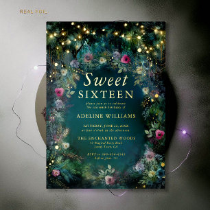 Enchanted Forest Roses Gold Twinkle Light Sweet 16