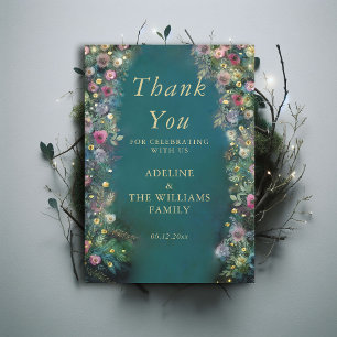 Enchanted Forest Roses Greenery Magical Sweet 16 Thank You Card