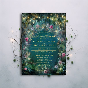 Enchanted Forest Roses Woodland Rehearsal Dinner Invitation