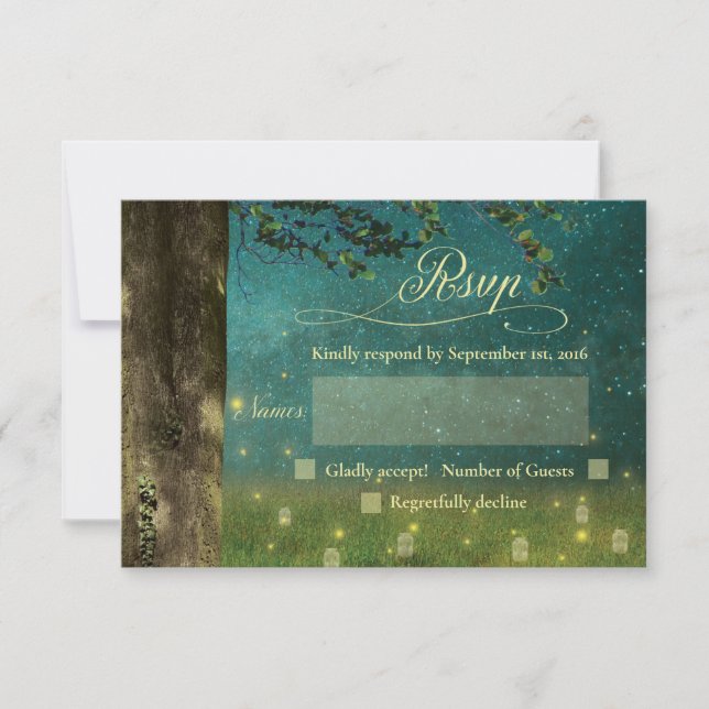 Enchanted Forest Rustic Mason Jar Wedding RSVP (Front)