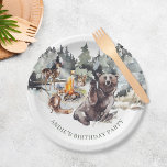 Enchanted Forest Rustic Woodland Boy 1st Birthday Paper Plate<br><div class="desc">Enchanted Forest Rustic Woodland Boy 1st Birthday Paper Plates</div>