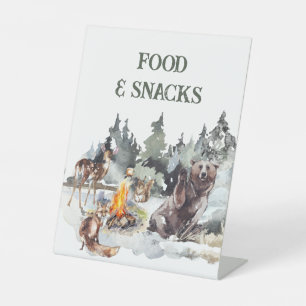 Enchanted Forest Rustic Woodland Boy 1st Birthday Pedestal Sign