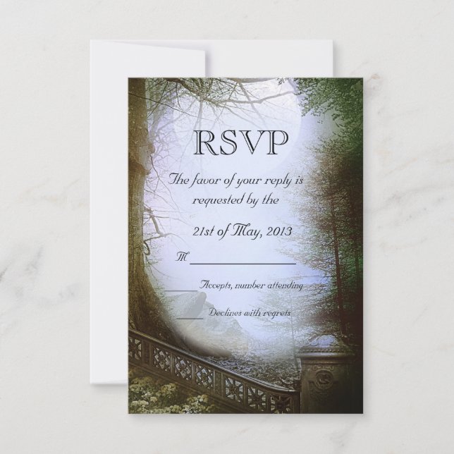 Enchanted Forest Scene Wedding RSVP Card (Front)