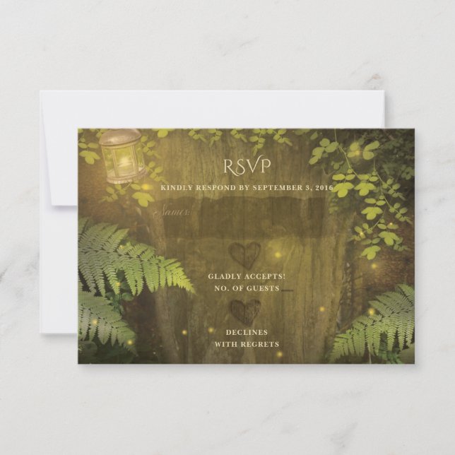 Enchanted Forest Secret Garden Dream Wedding RSVP (Front)