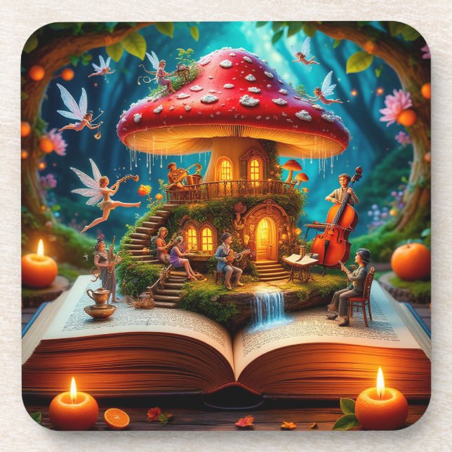 Enchanted Forest Setting With Fairies Coaster (Front)