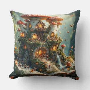 Enchanted Forest Setting With Fairies Cushion