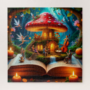 Enchanted Forest Setting With Fairies Jigsaw Puzzle