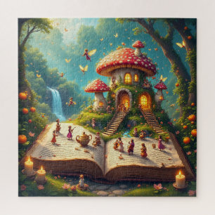 Enchanted Forest Setting With Fairies Jigsaw Puzzle