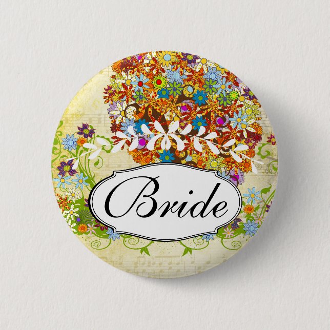 Enchanted Forest Side Branch Wedding 6 Cm Round Badge (Front)