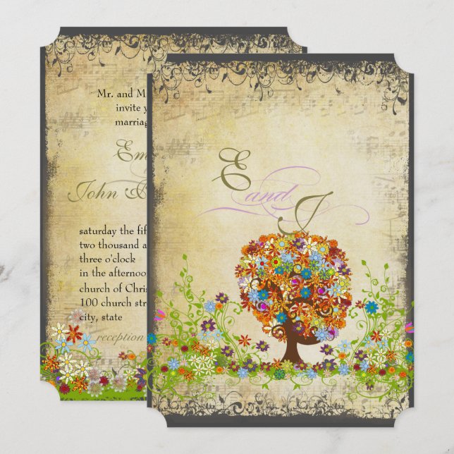Enchanted Forest Side Branch Wedding Invitations (Front/Back)