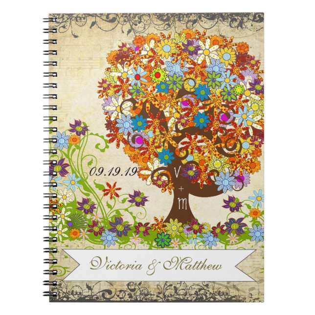 Enchanted Forest Side Branch Wedding Notebook (Front)