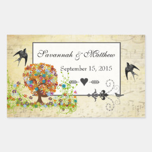 Enchanted Forest Side Branch Wedding Rectangular Sticker