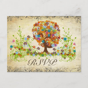 Enchanted Forest Side Branch Wedding RSVP Invitation Postcard
