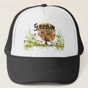 Enchanted Forest Side Branch Wedding Trucker Hat