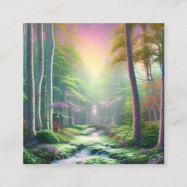 Enchanted Forest Square Business Card (Front)