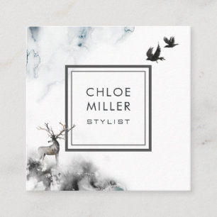 Enchanted Forest Square Business Card Stag