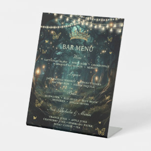 Enchanted Forest Starry Night Quinceanera Bar Menu Pedestal Sign