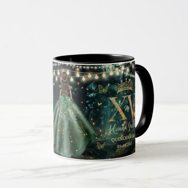 Enchanted Forest Starry XV QUINCEAÑERA Quince 15 Mug (Front Right)
