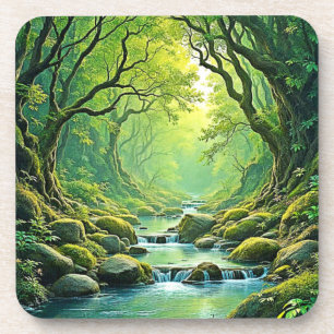 Enchanted Forest Stream Design Coaster