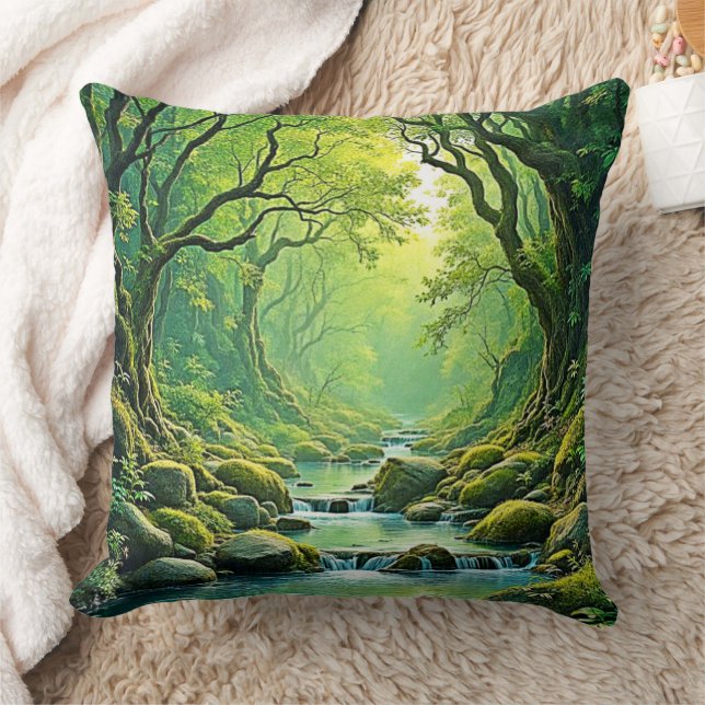 Enchanted Forest Stream Design Cushion (Blanket)