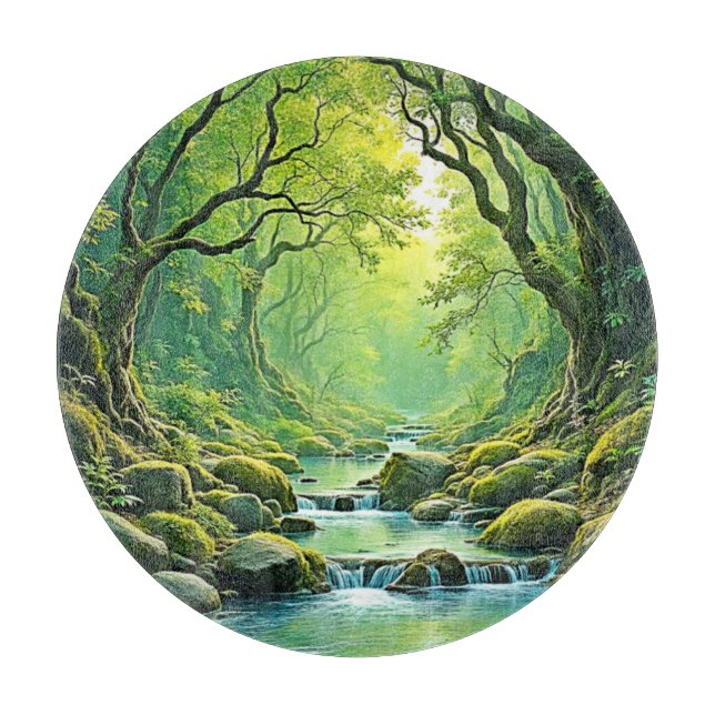 Enchanted Forest Stream Design Cutting Board (Front)