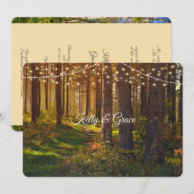 Enchanted Forest String Lights Wedding Invitation (Front/Back)