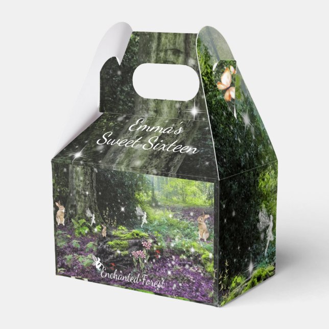Enchanted Forest Sweet 16 Fairies Rabbits Mushroom Favour Box (Back Side)