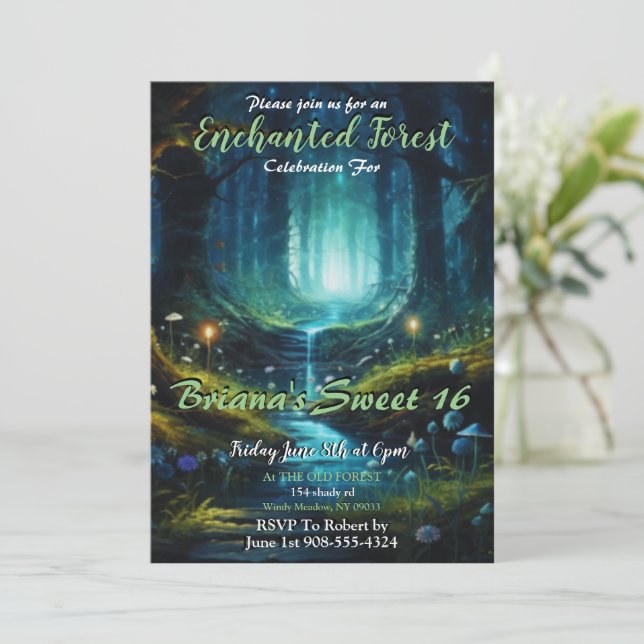 Enchanted Forest Sweet 16 Invitations (Standing Front)