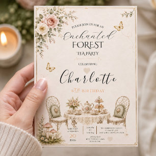 Enchanted Forest Tea Party Birthday Invitation