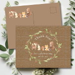 Enchanted Forest Thank You Postcard<br><div class="desc">Introducing our charming woodland animals baby shower design, perfect for celebrating the arrival of your little one. This rustic design features adorable woodland animals, adding a touch of nature to your special event. The warm and inviting colours create a cosy atmosphere, setting the tone for a memorable celebration. Whether you're...</div>